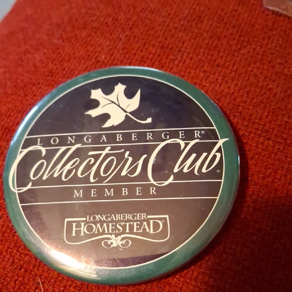 Longaberger Collectors Club Member Button Homestead Pin Badge Large Leaf
